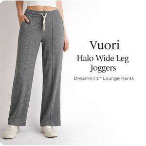 Vuori Halo Wide Leg Joggers Gray Performance Lounge Pants Size L Short